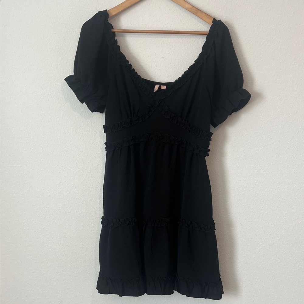 Boutique Black Ruffle Accent Mini Dress